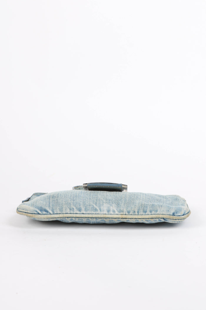 RARE Vintage Fendi Denim and Leather Shoulder Bag