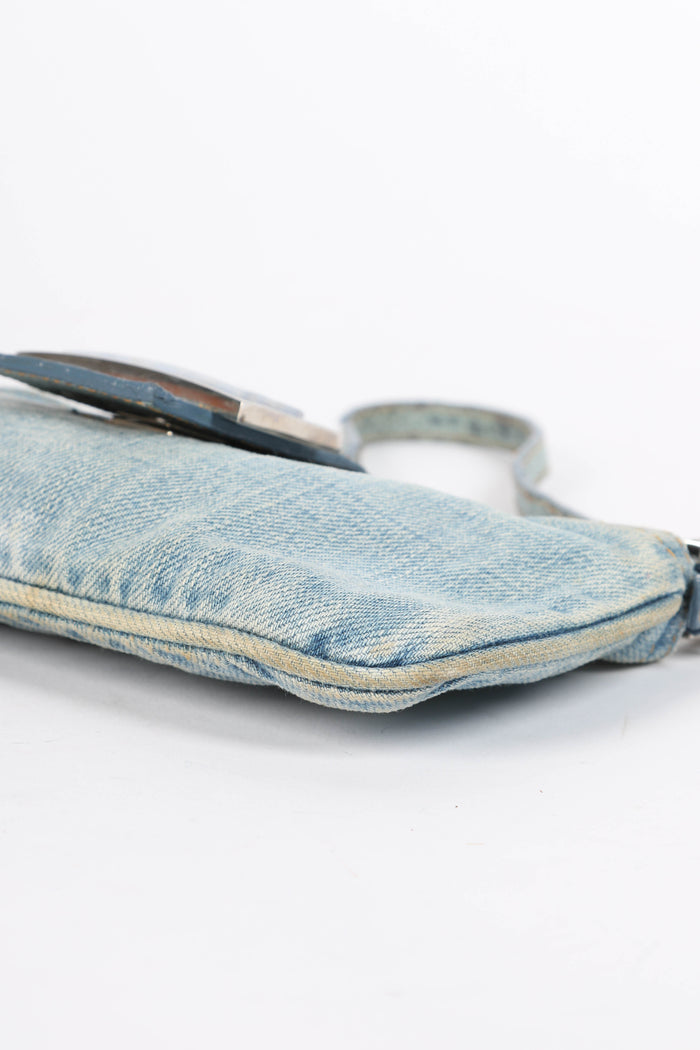 RARE Vintage Fendi Denim and Leather Shoulder Bag