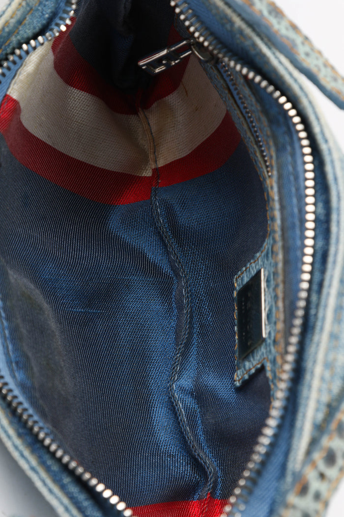 RARE Vintage Fendi Denim and Leather Shoulder Bag