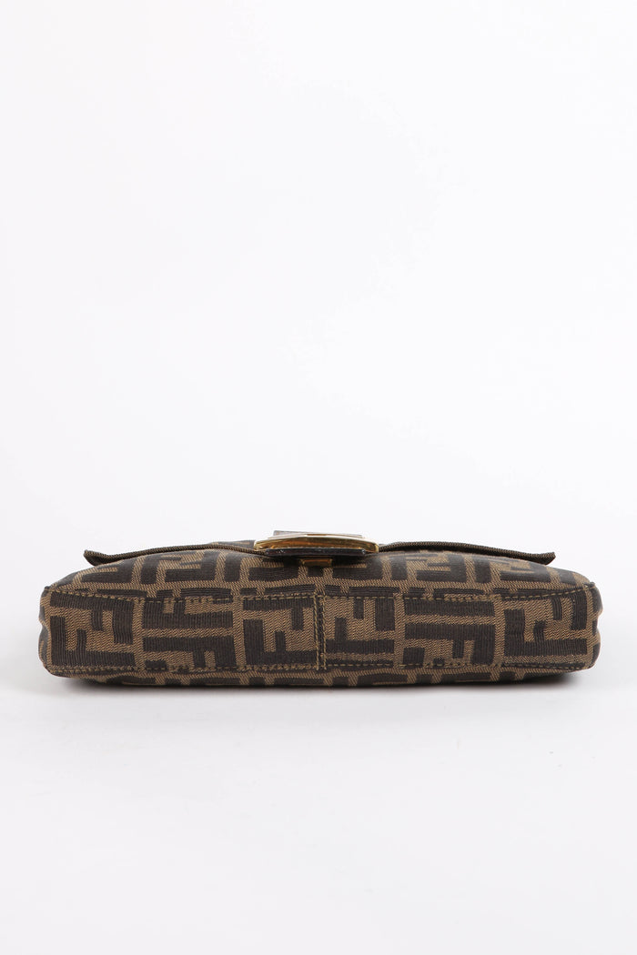 RARE 90s Fendi Zucca Baguette Shoulder Bag GHW