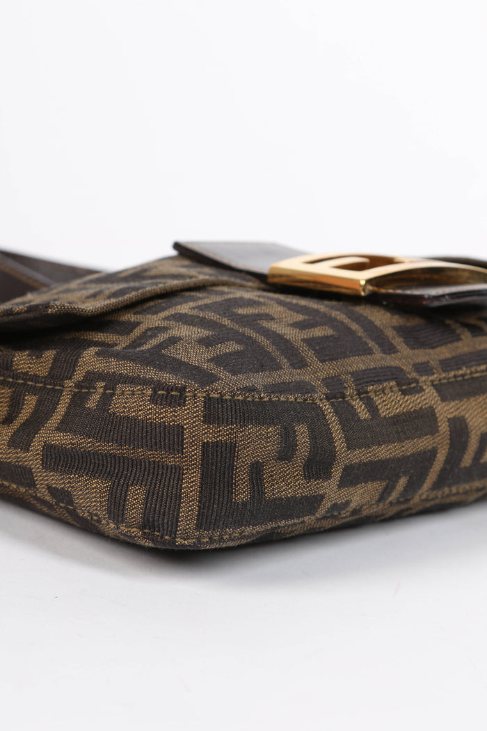 RARE 90s Fendi Zucca Baguette Shoulder Bag GHW