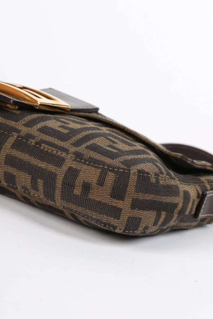 RARE 90s Fendi Zucca Baguette Shoulder Bag GHW