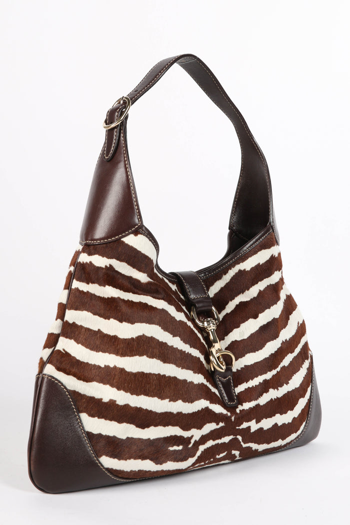 Vintage Gucci Zebra Print Pony Hair Jackie Shoulder Bag