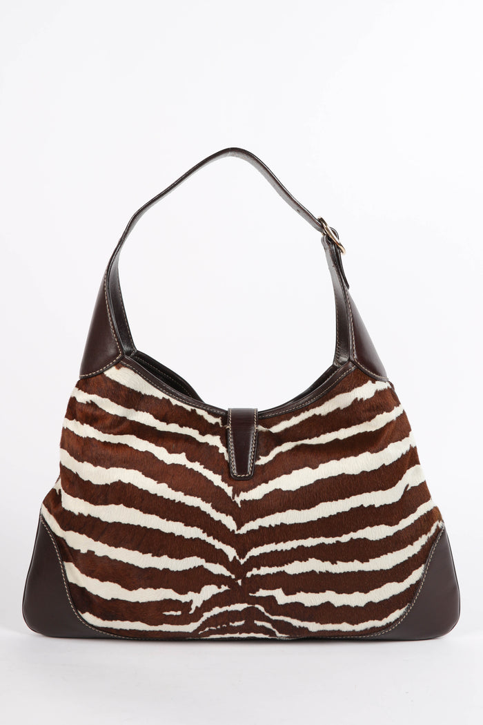 Vintage Gucci Zebra Print Pony Hair Jackie Shoulder Bag