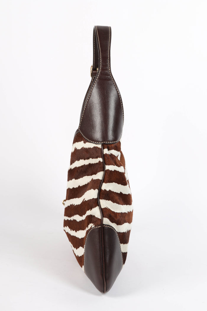 Vintage Gucci Zebra Print Pony Hair Jackie Shoulder Bag