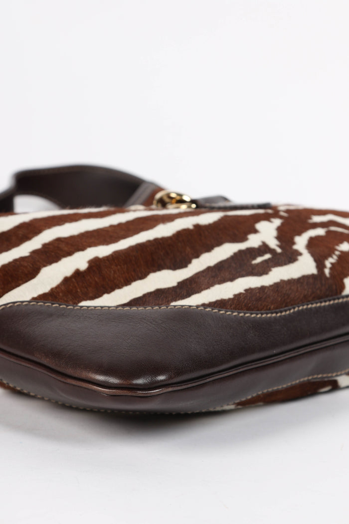 Vintage Gucci Zebra Print Pony Hair Jackie Shoulder Bag