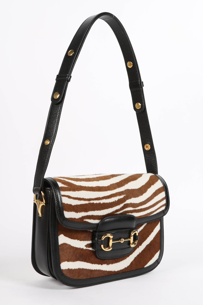 RARE Gucci Zebra Print Horsebit 1955 Shoulder Bag