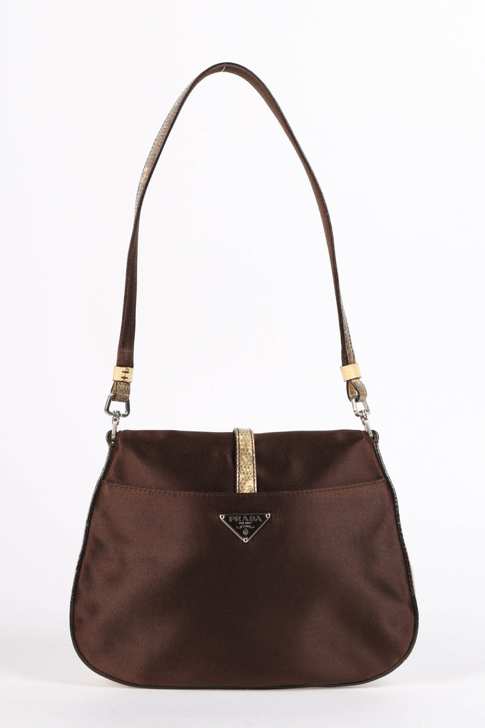 Vintage Prada Brown Silk Shoulder Bag