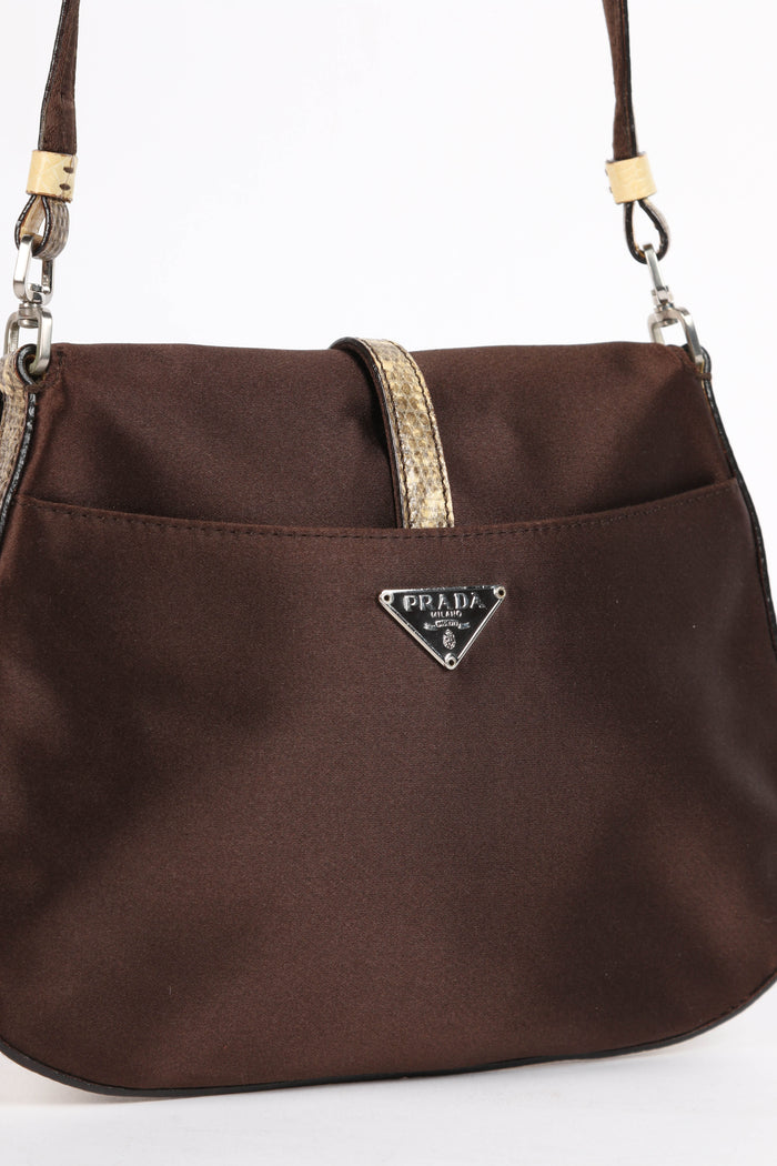 Vintage Prada Brown Silk Shoulder Bag
