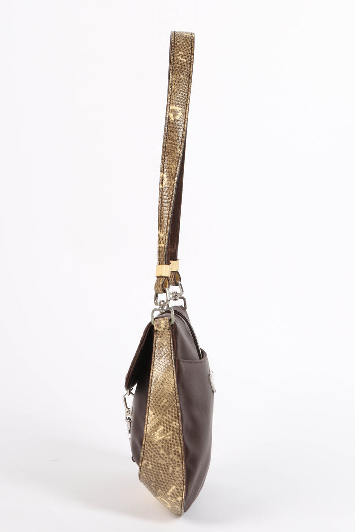 Vintage Prada Brown Silk Shoulder Bag