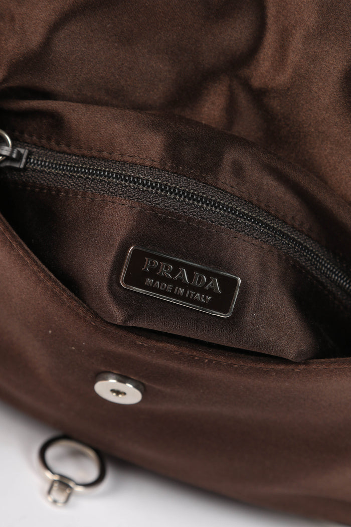 Vintage Prada Brown Silk Shoulder Bag