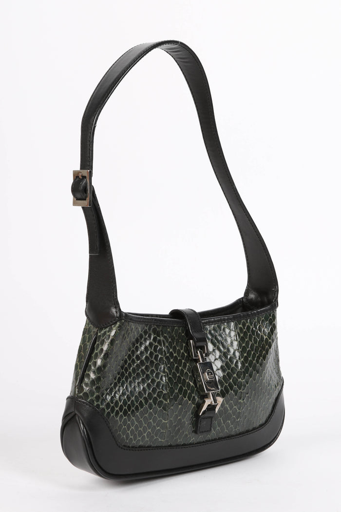 RARE Gucci Green Snakeskin Mini Jackie Shoulder Bag