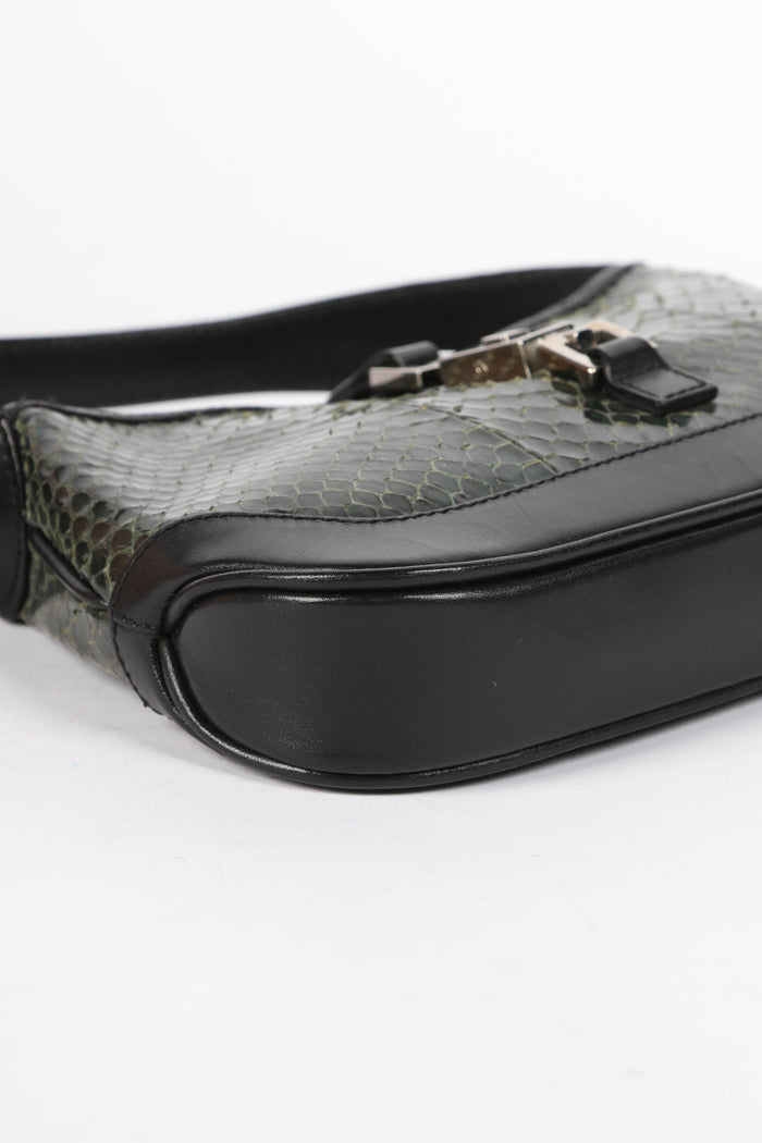 RARE Gucci Green Snakeskin Mini Jackie Shoulder Bag