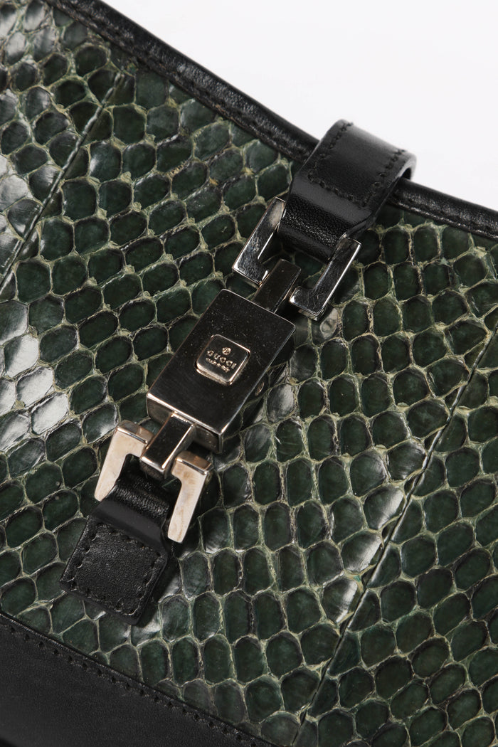 RARE Gucci Green Snakeskin Mini Jackie Shoulder Bag