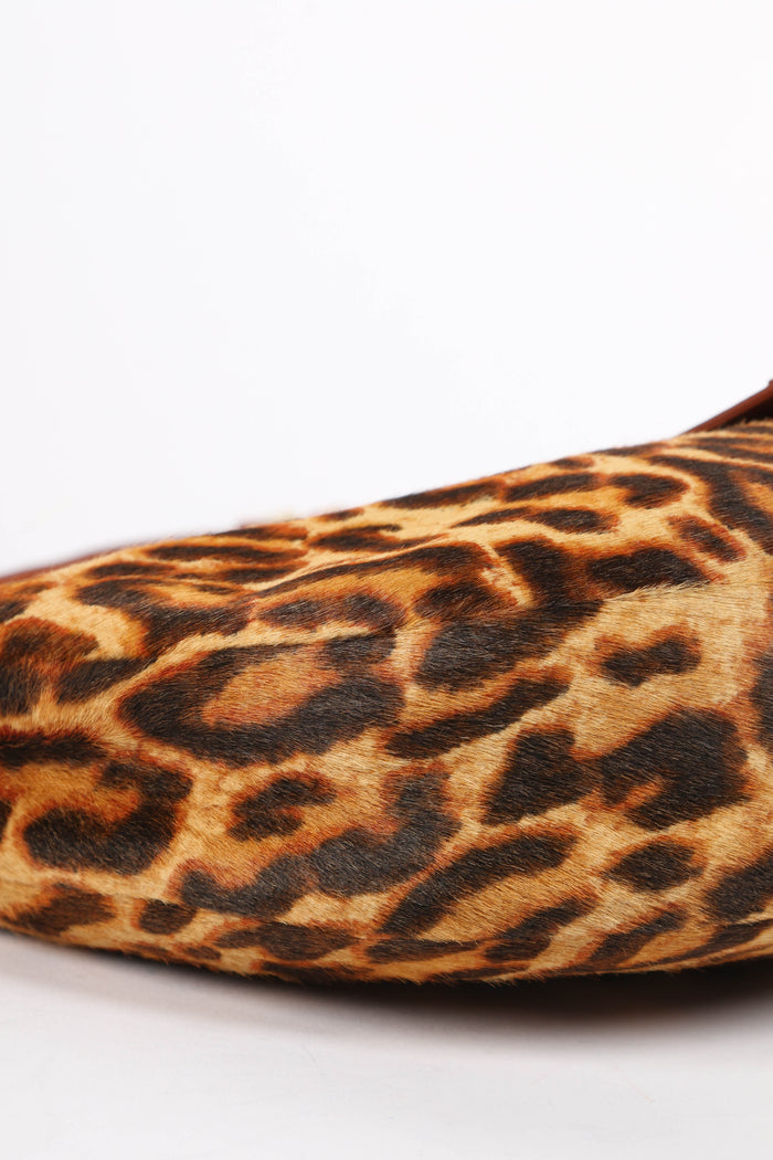 2000s Christian Dior Leopard Print Pony Hair Street Chic Hobo Shoulder Bag