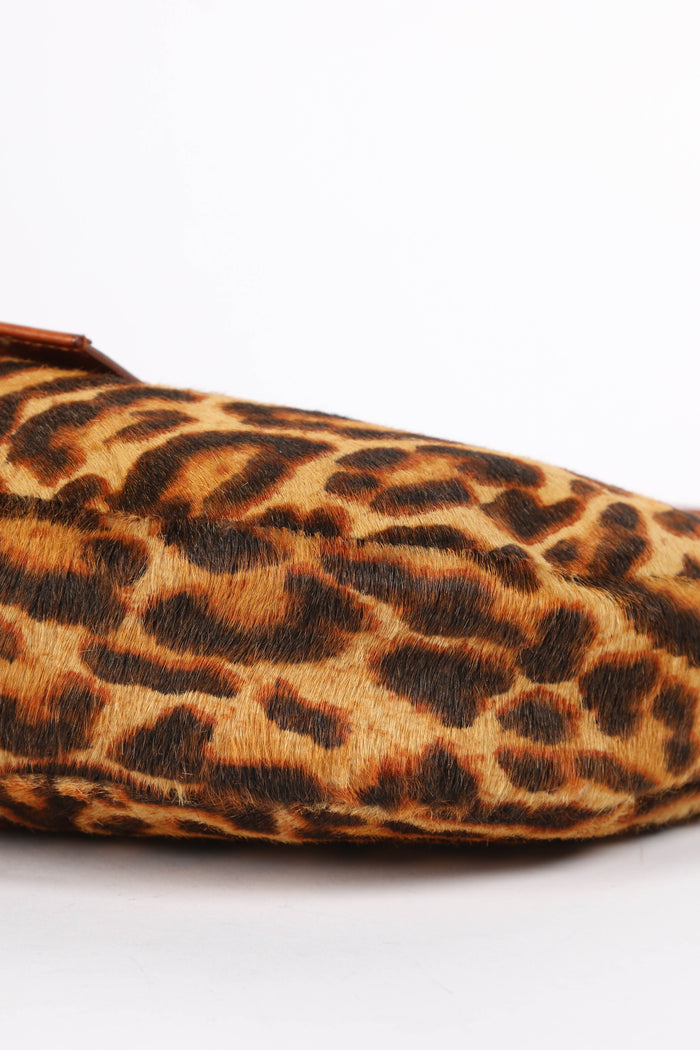2000s Christian Dior Leopard Print Pony Hair Street Chic Hobo Shoulder Bag
