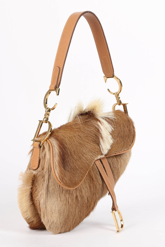 SUPER RARE 2000s Christian Dior Galliano Pony Hair Mini Saddle Bag