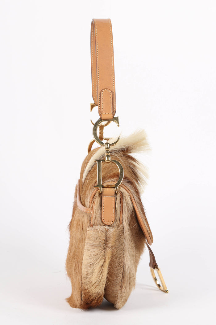 SUPER RARE 2000s Christian Dior Galliano Pony Hair Mini Saddle Bag