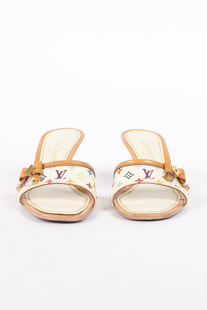 2000s Louis Vuitton x Takashi Murakami Multicolour Monogram Mules