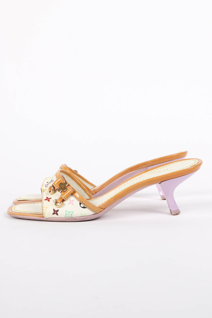 2000s Louis Vuitton x Takashi Murakami Multicolour Monogram Mules
