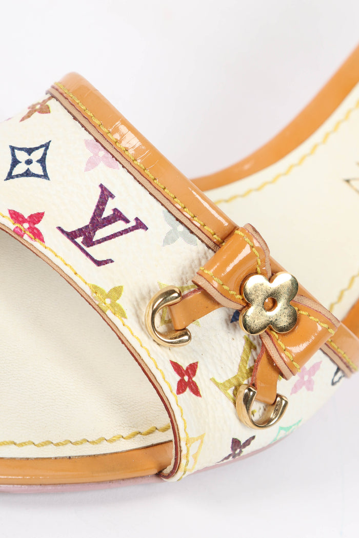 2000s Louis Vuitton x Takashi Murakami Multicolour Monogram Mules