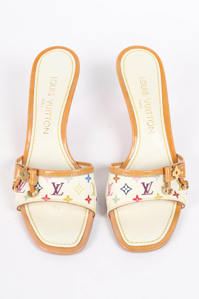 2000s Louis Vuitton x Takashi Murakami Multicolour Monogram Mules
