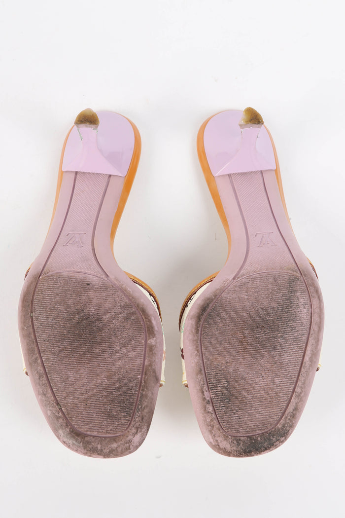 2000s Louis Vuitton x Takashi Murakami Multicolour Monogram Mules
