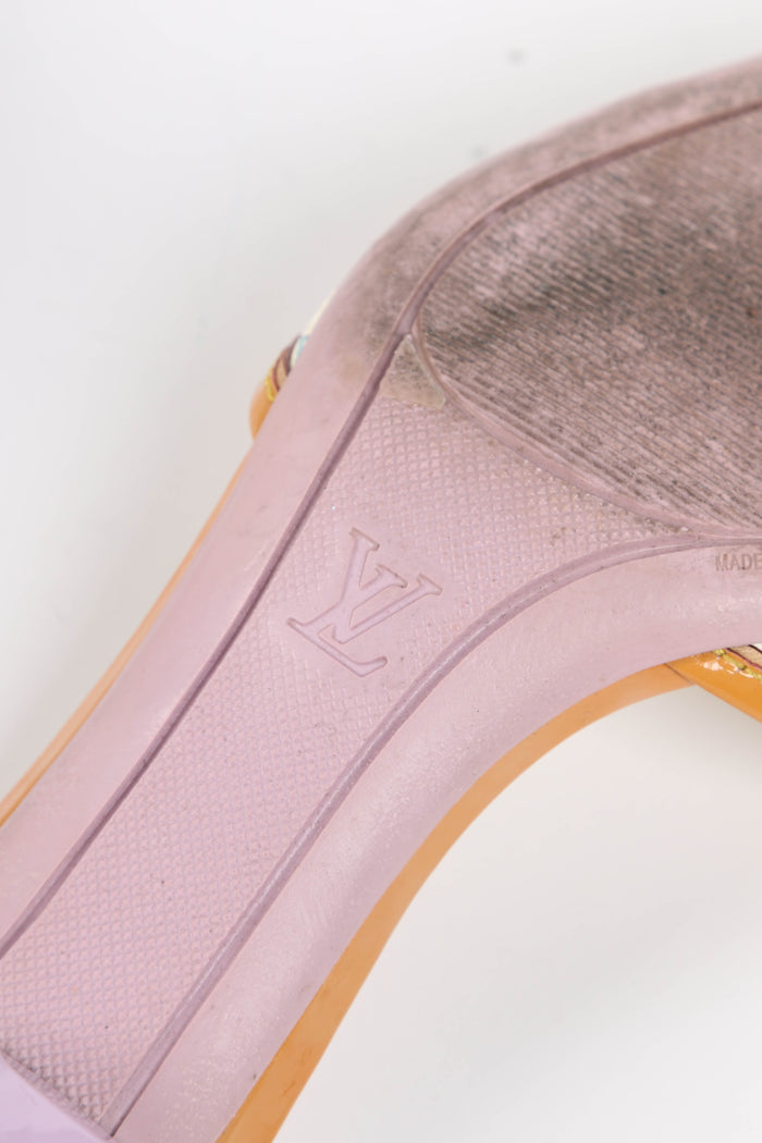 2000s Louis Vuitton x Takashi Murakami Multicolour Monogram Mules