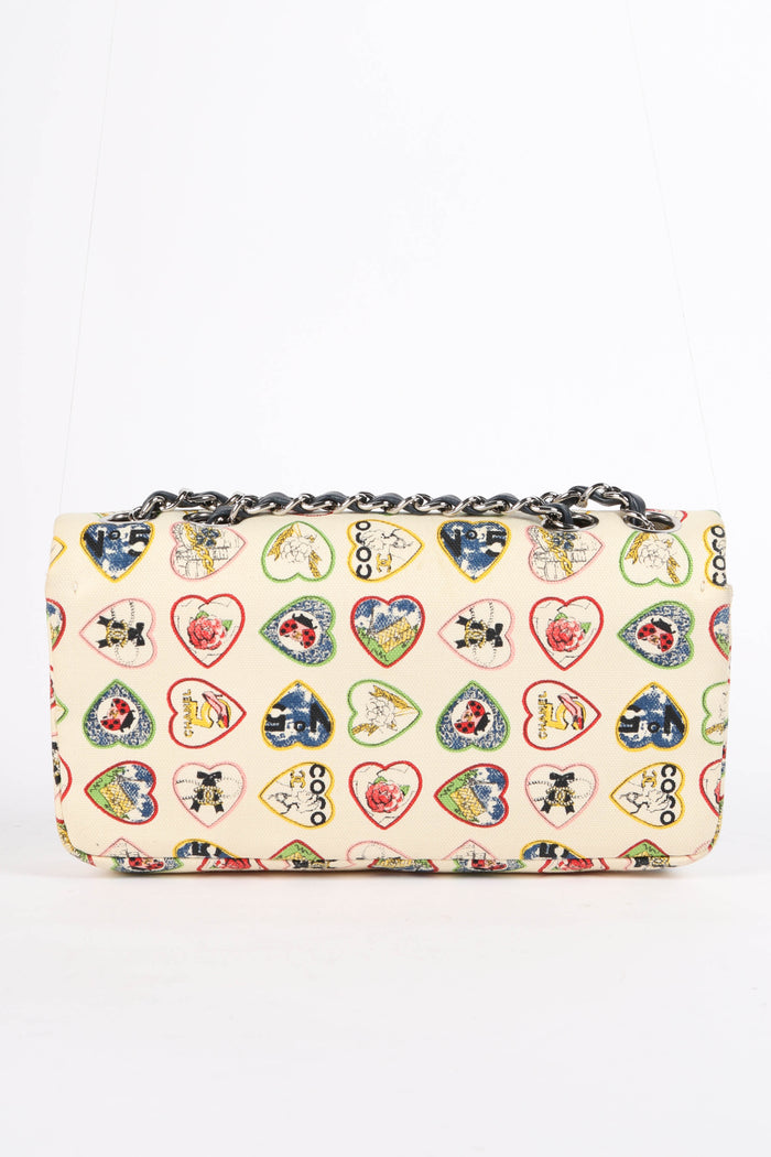 RARE Chanel Valentines Canvas Single Flap Bag