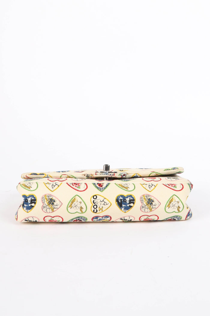 RARE Chanel Valentines Canvas Single Flap Bag