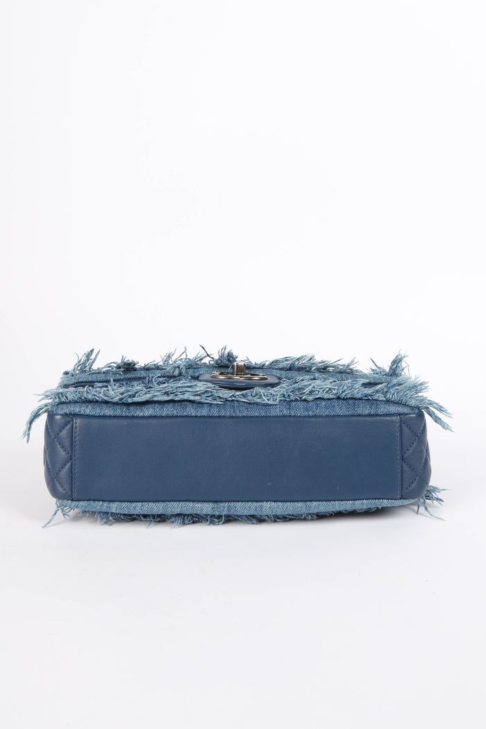 2014 Chanel Paris-Dubai Fringe Denim Single Flap Shoulder Bag