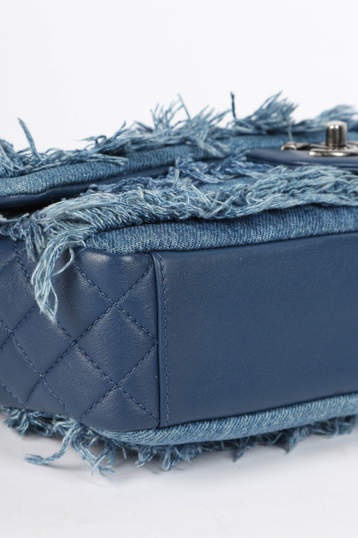 2014 Chanel Paris-Dubai Fringe Denim Single Flap Shoulder Bag