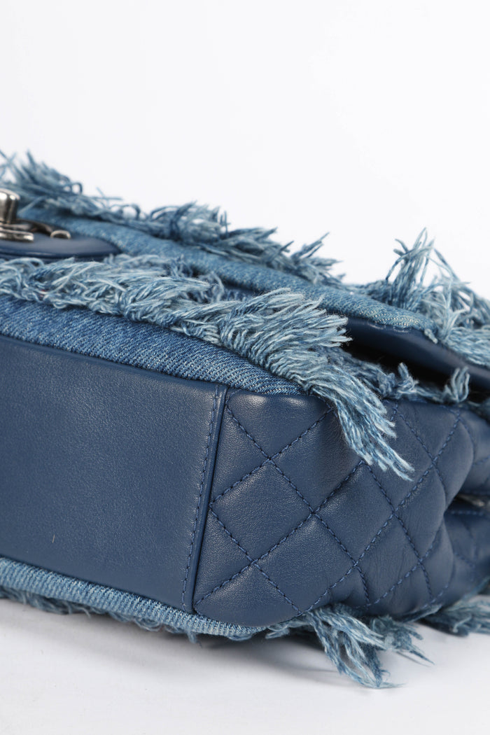 2014 Chanel Paris-Dubai Fringe Denim Single Flap Shoulder Bag