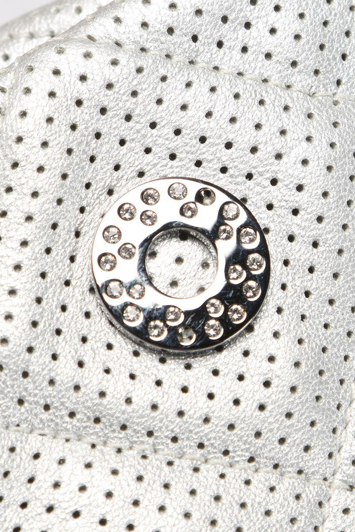 RARE 2010s Chanel Paris-Dubai Silver Perforated Jumbo Flap Shoulder Bag