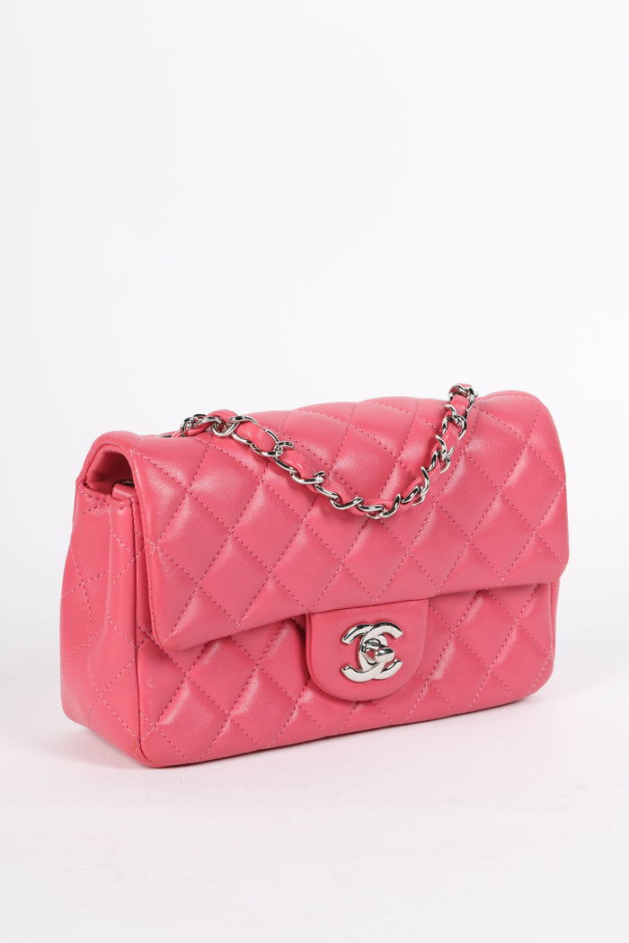 2010s Chanel Pink Lambskin Mini Rectangular Single Flap Bag