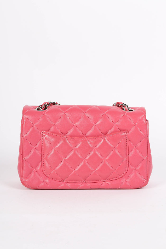 2010s Chanel Pink Lambskin Mini Rectangular Single Flap Bag