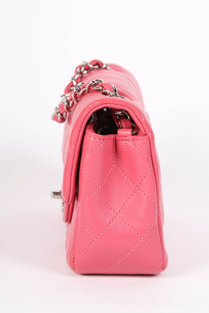 2010s Chanel Pink Lambskin Mini Rectangular Single Flap Bag