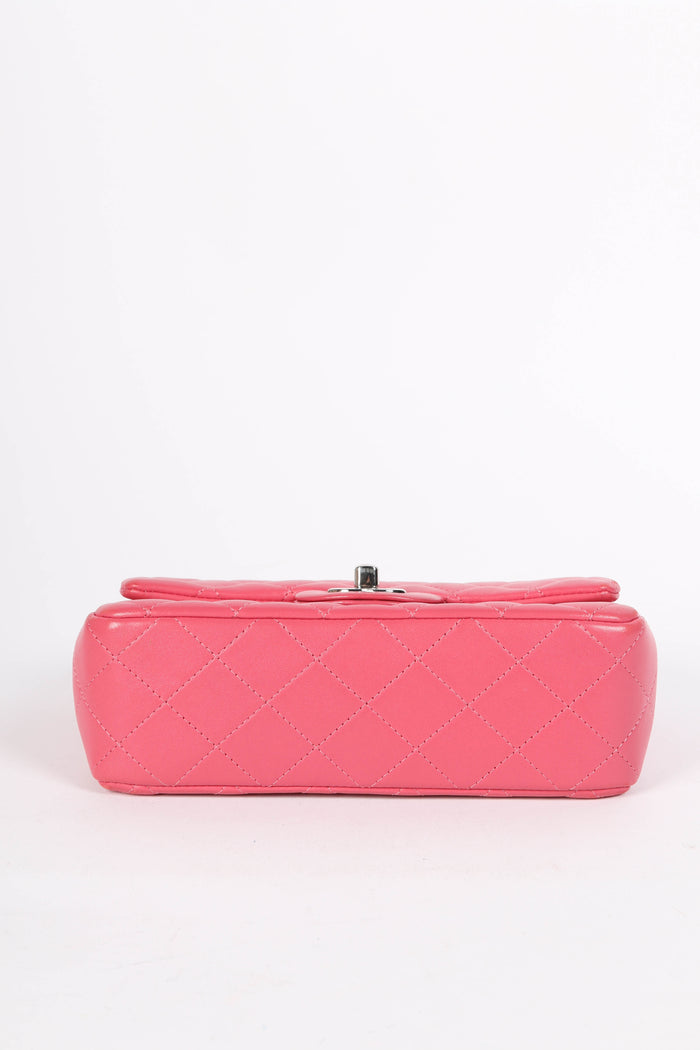 2010s Chanel Pink Lambskin Mini Rectangular Single Flap Bag