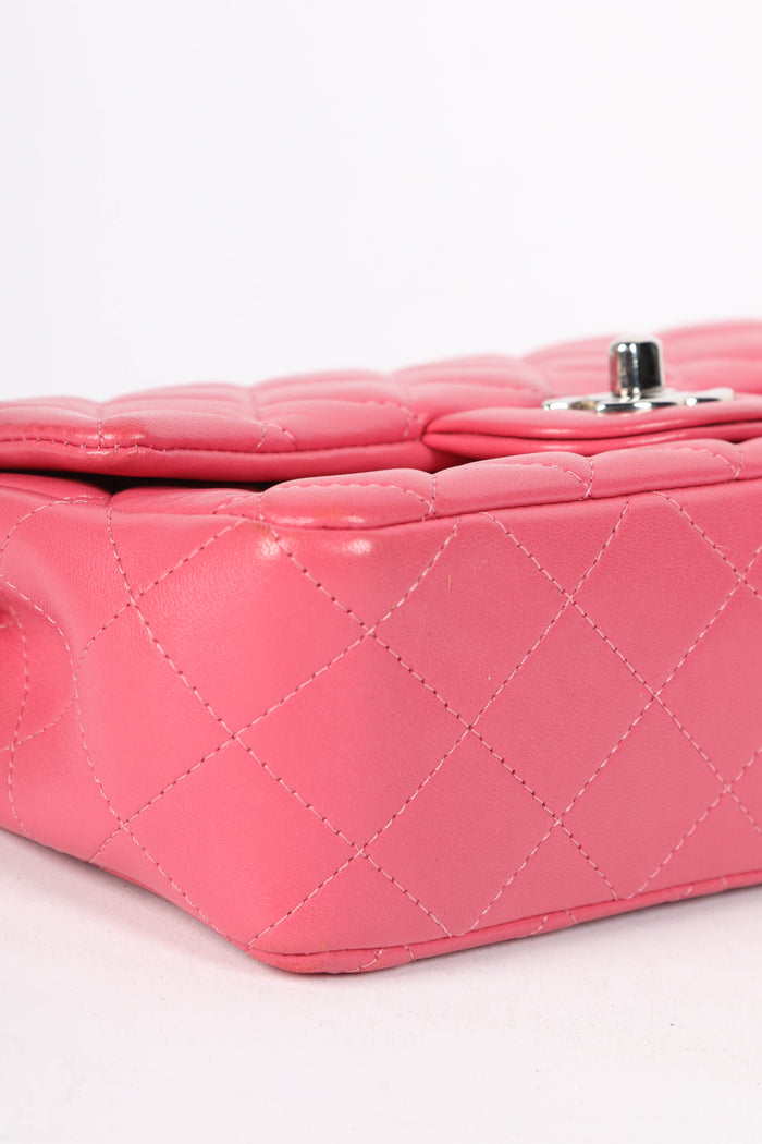2010s Chanel Pink Lambskin Mini Rectangular Single Flap Bag