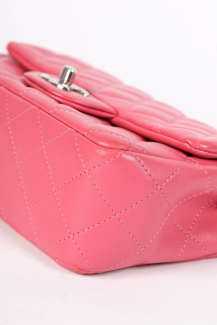 2010s Chanel Pink Lambskin Mini Rectangular Single Flap Bag