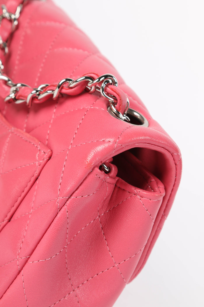 2010s Chanel Pink Lambskin Mini Rectangular Single Flap Bag