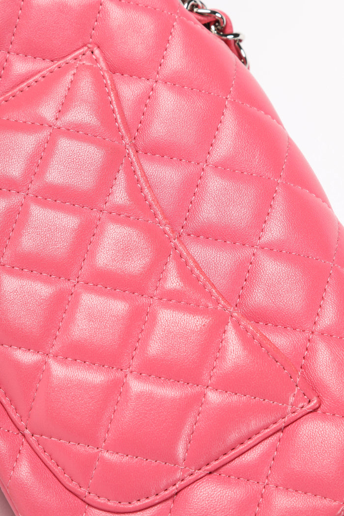 2010s Chanel Pink Lambskin Mini Rectangular Single Flap Bag