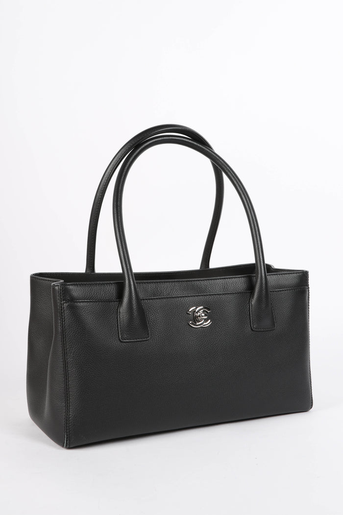 2010s Chanel Black Leather Cerf Executive Shopper Tote Bag
