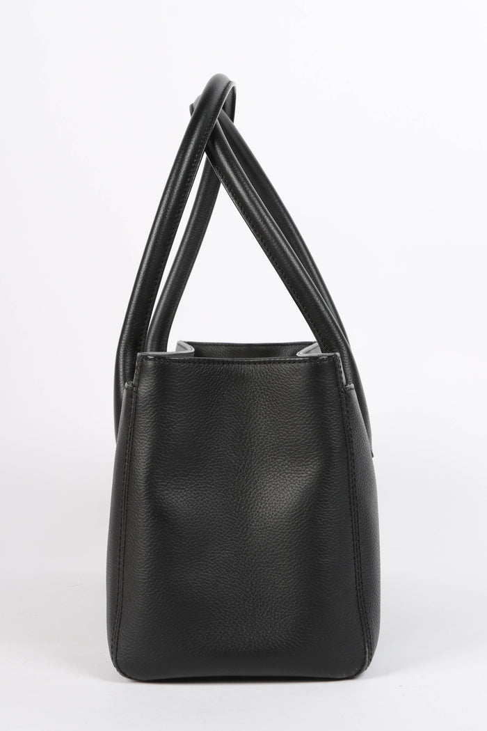 2010s Chanel Black Leather Cerf Executive Shopper Tote Bag