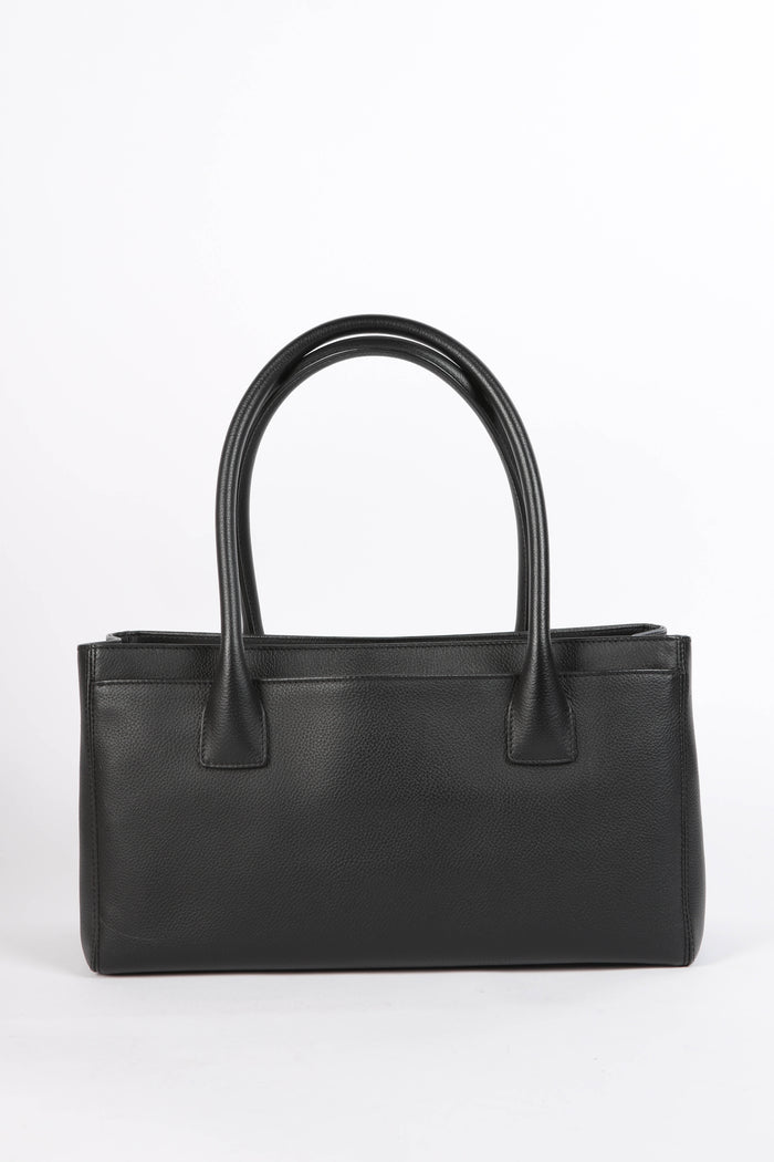 2010s Chanel Black Leather Cerf Executive Shopper Tote Bag