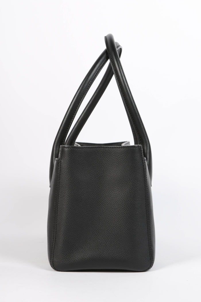 2010s Chanel Black Leather Cerf Executive Shopper Tote Bag