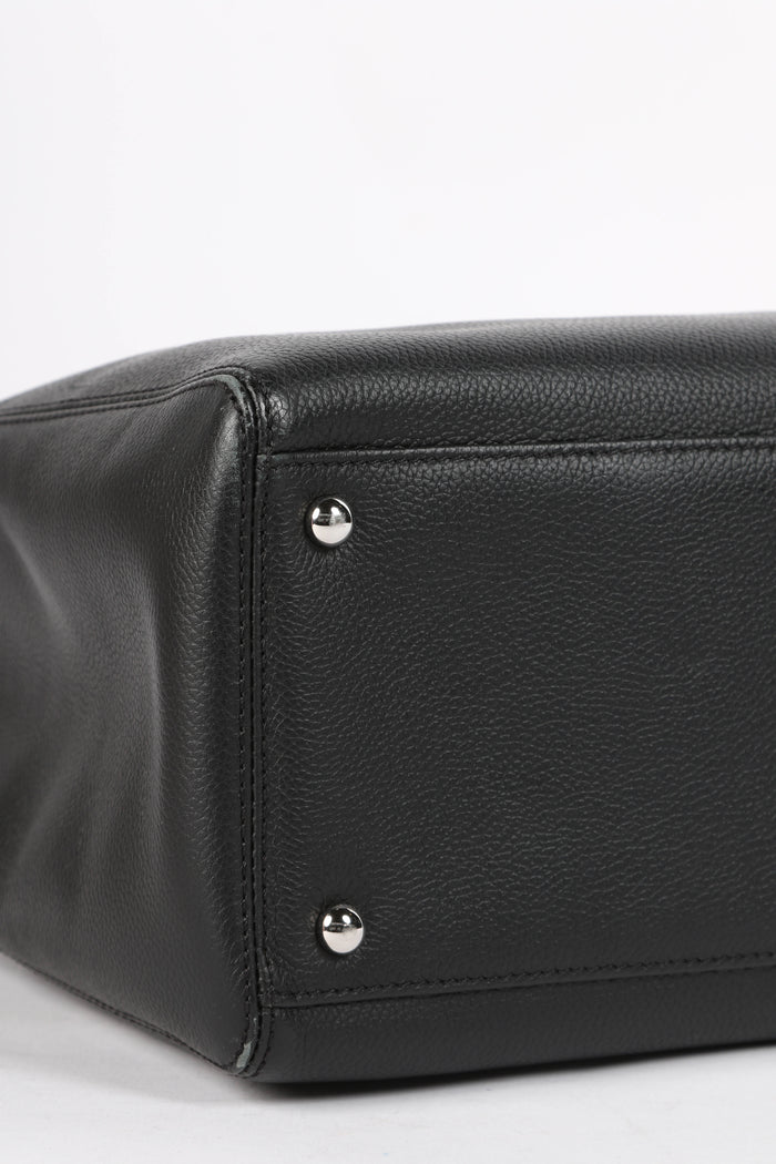 2010s Chanel Black Leather Cerf Executive Shopper Tote Bag