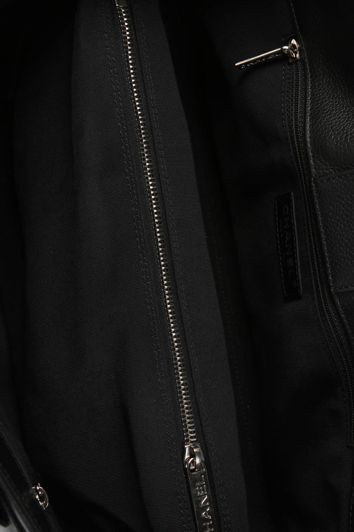 2010s Chanel Black Leather Cerf Executive Shopper Tote Bag