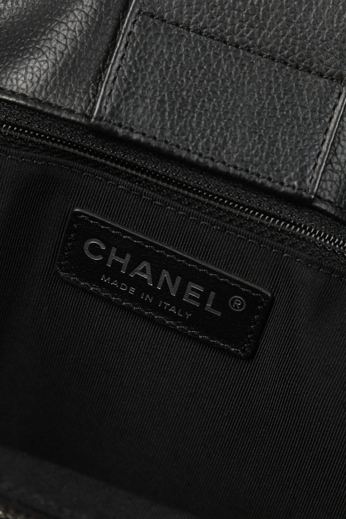 2010s Chanel Black Leather Cerf Executive Shopper Tote Bag