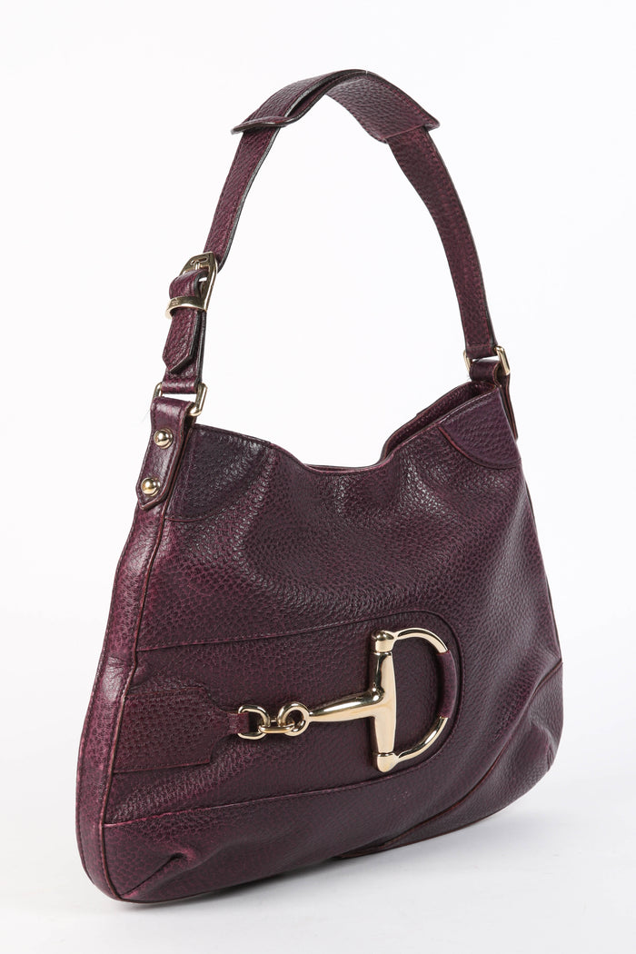 Vintage Gucci Purple Grained Leather Horsebit Shoulder Bag